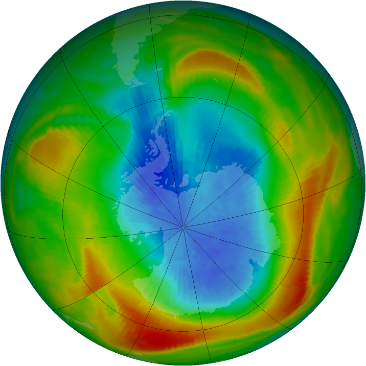 Antarctic ozone map for 21 September 1980
